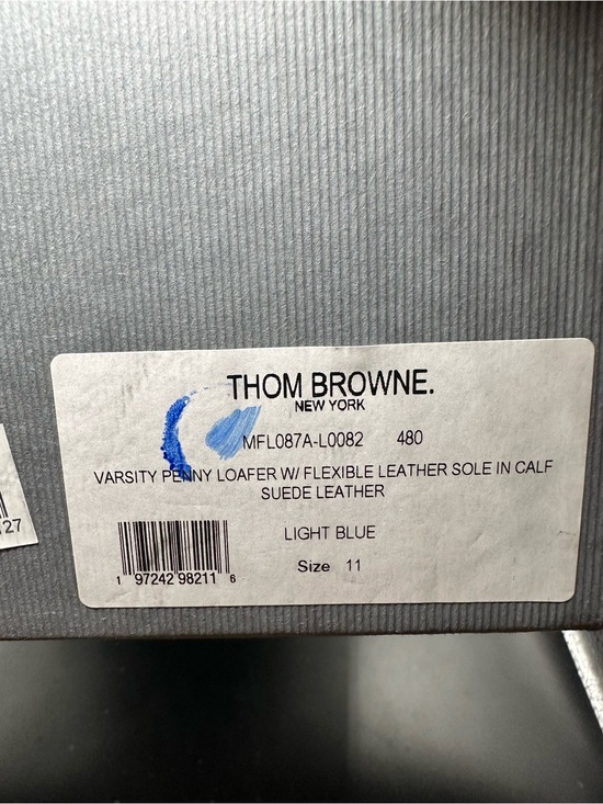 Thom Browne Light Blue Suede Penny Loafers US11